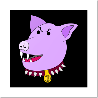 Aggressive Angry Pig Head Expression Artistic Cartoon Posters and Art